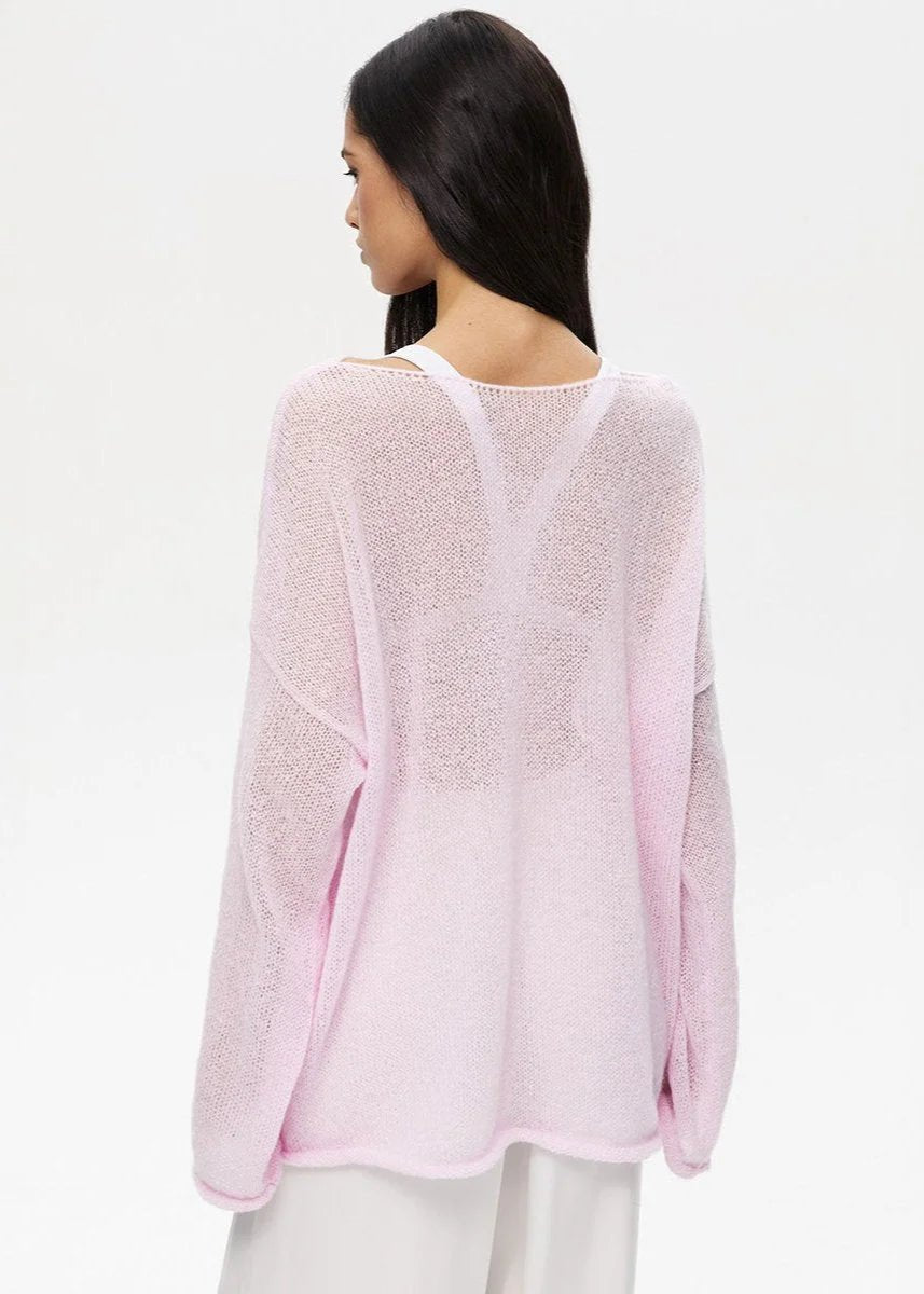 Women's Sheer Oversized Lightweight Knitted Jumper Batwing Sleeve