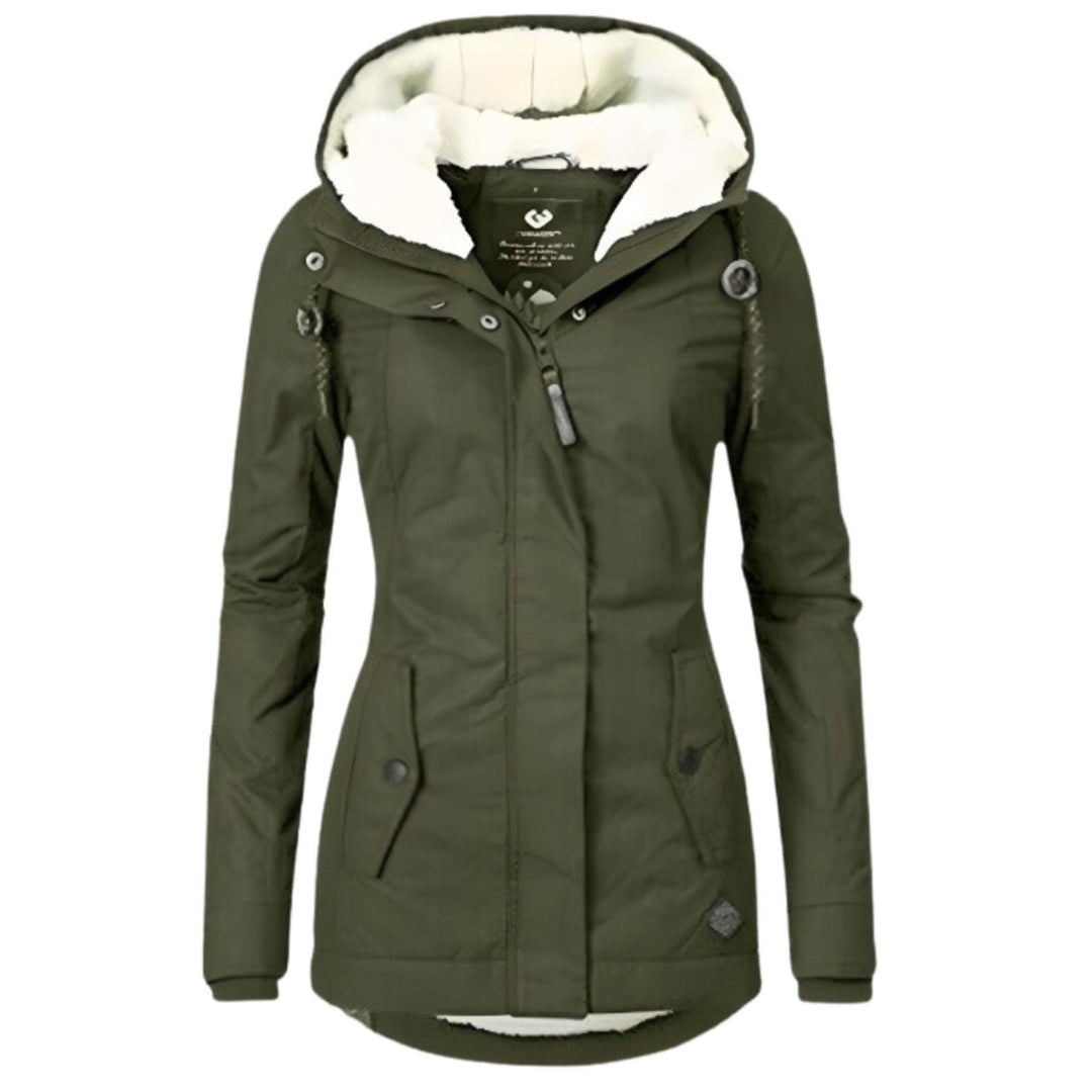 Women's Sherpa-Lined Hooded Waterproof Parka Coat