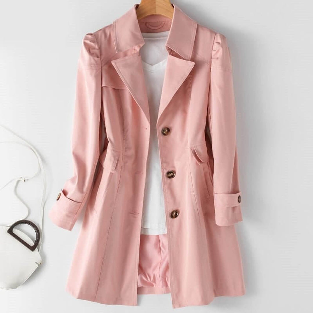 Women's Single-Breasted Trench Coat Notched Lapel Classic Fit