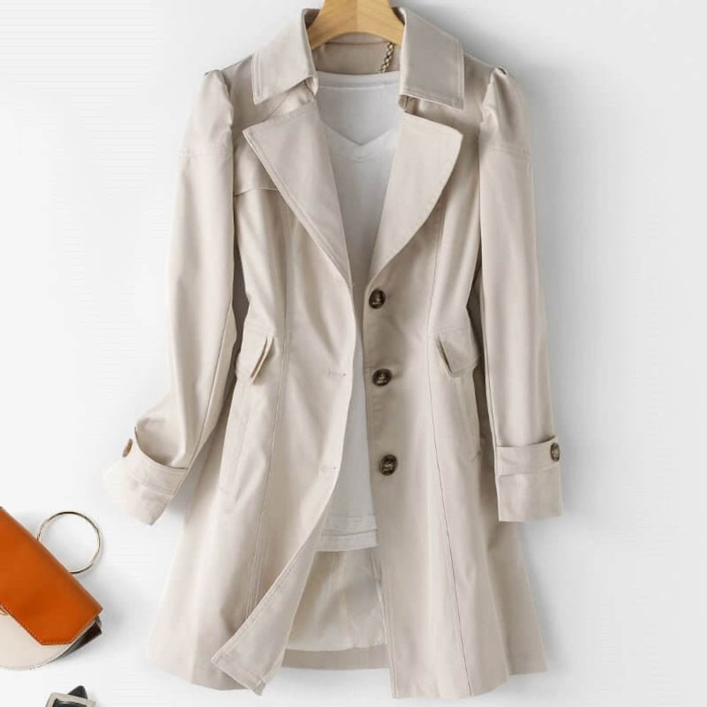 Women's Single-Breasted Trench Coat Notched Lapel Classic Fit