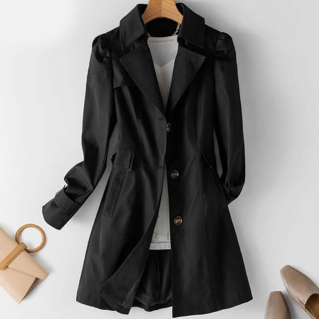 Women's Single-Breasted Trench Coat Notched Lapel Classic Fit
