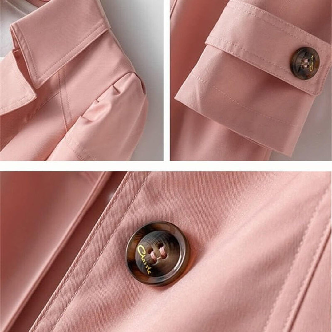 Women's Single-Breasted Trench Coat Notched Lapel Classic Fit