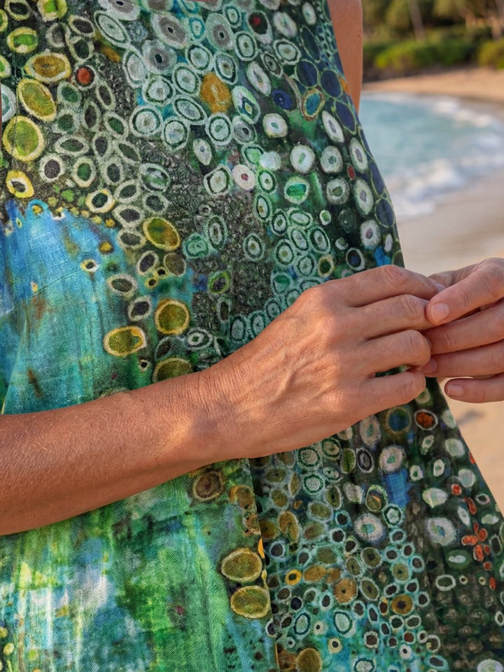 Women's Sleeveless Everyday Day Dress Ocean Mosaic Midi
