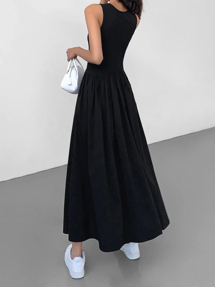 Women's Sleeveless Gathered Midi Knitted Dress Everyday Day Dresses