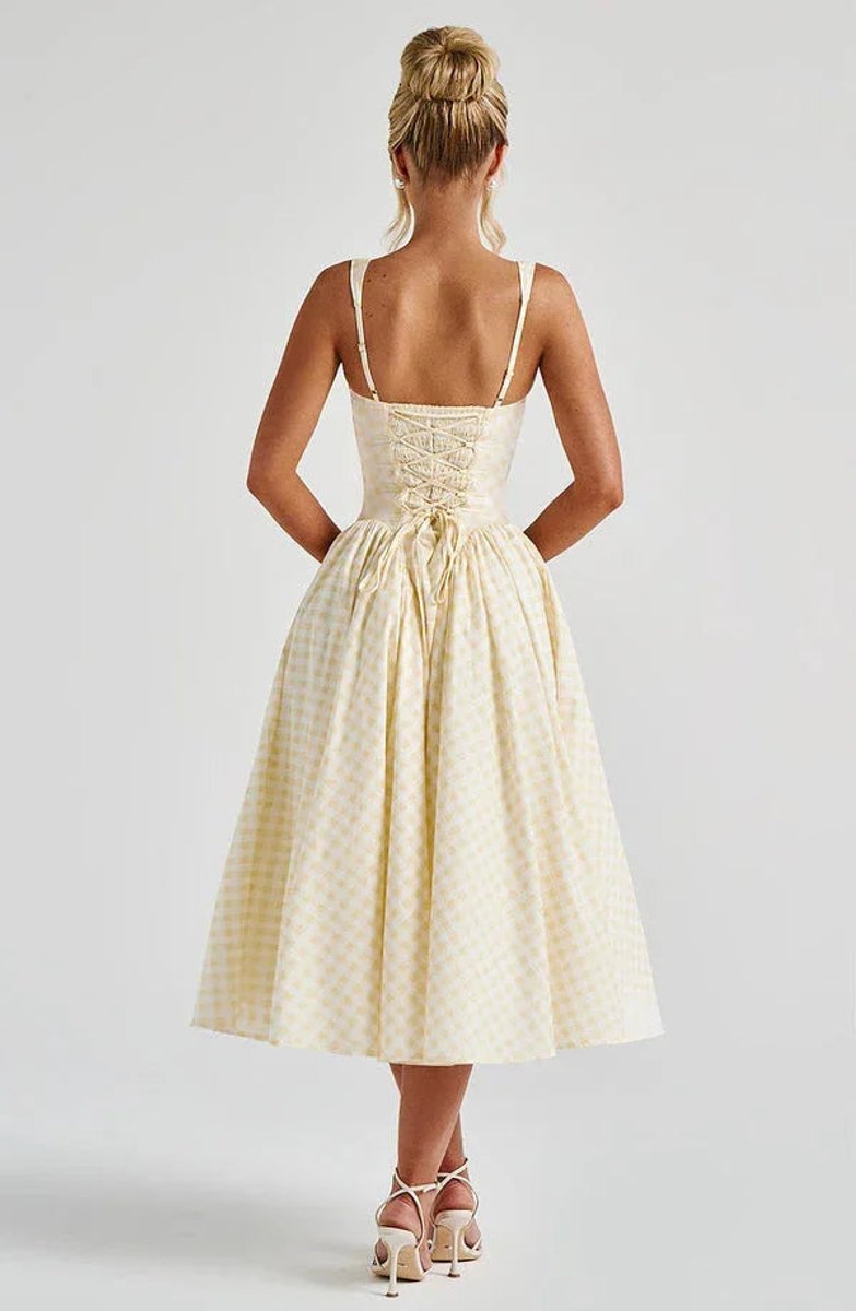 Women's Sleeveless Gingham Midi Party Dress Everyday Day Dresses