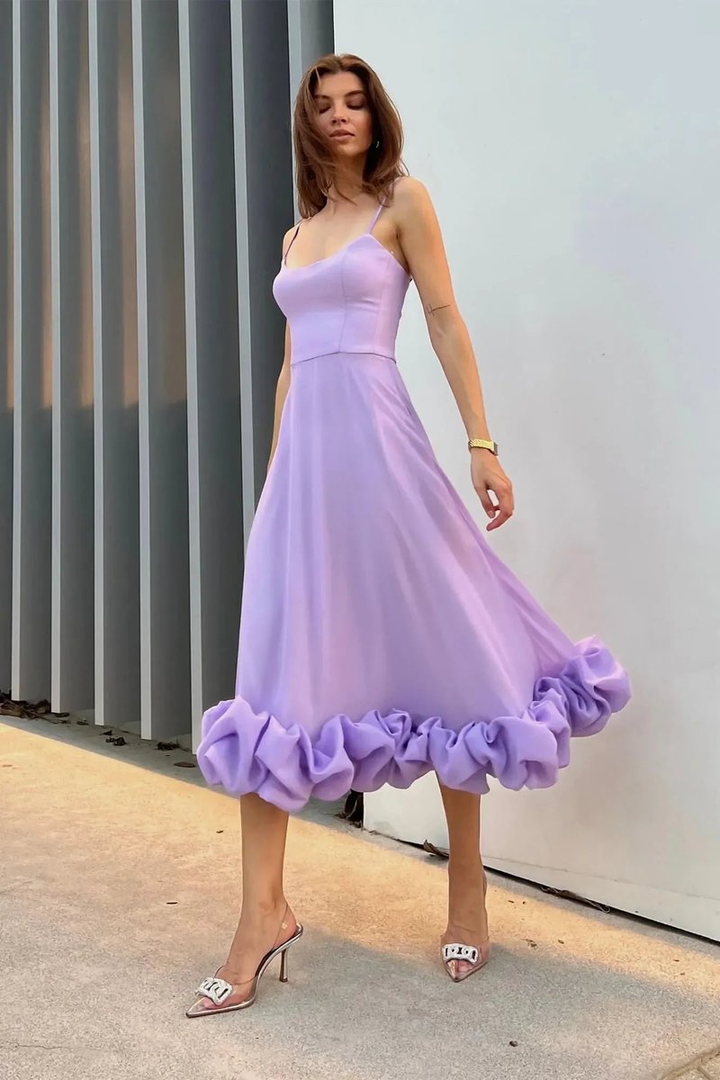 Women's Sleeveless Ruffled Hem Midi Party Dress