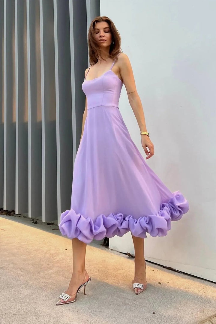Women's Sleeveless Ruffled Hem Midi Party Dress