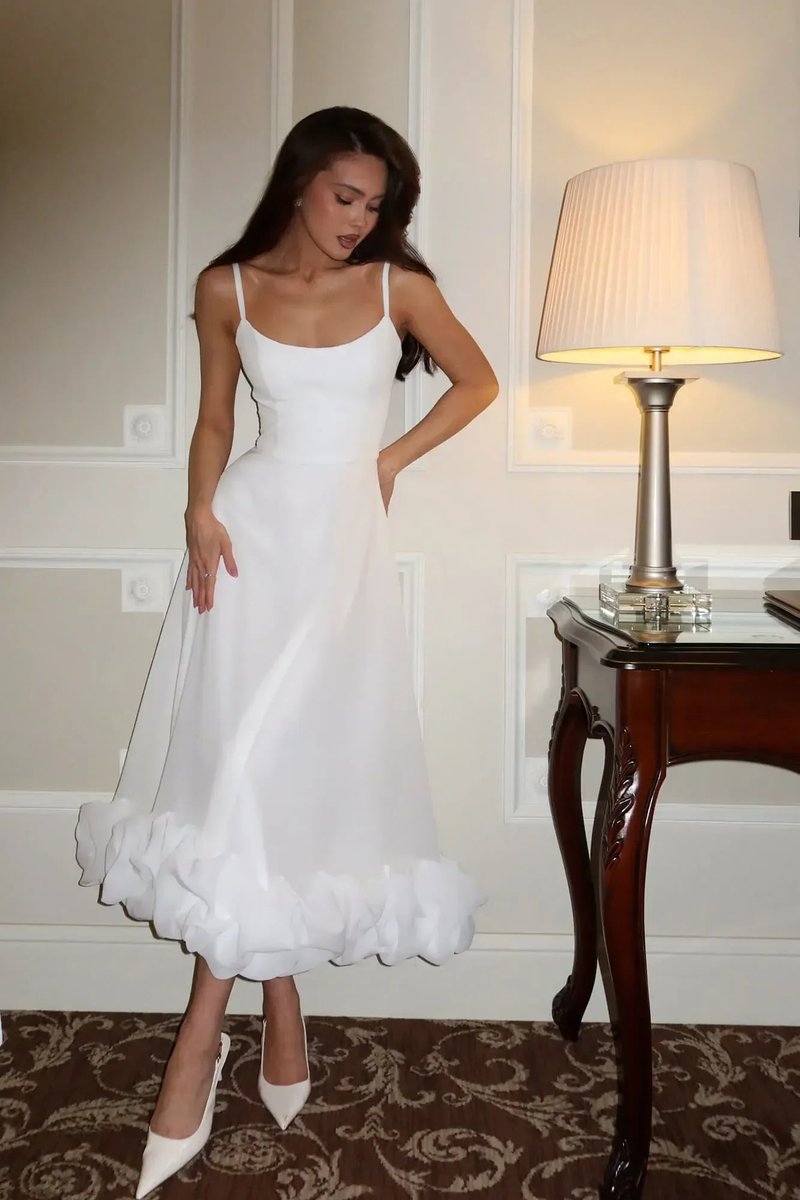Women's Sleeveless Ruffled Hem Midi Party Dress