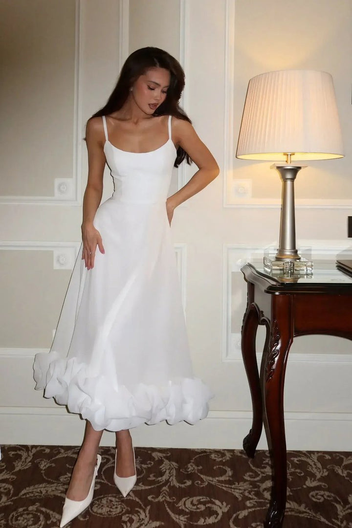 Women's Sleeveless Ruffled Hem Midi Party Dress
