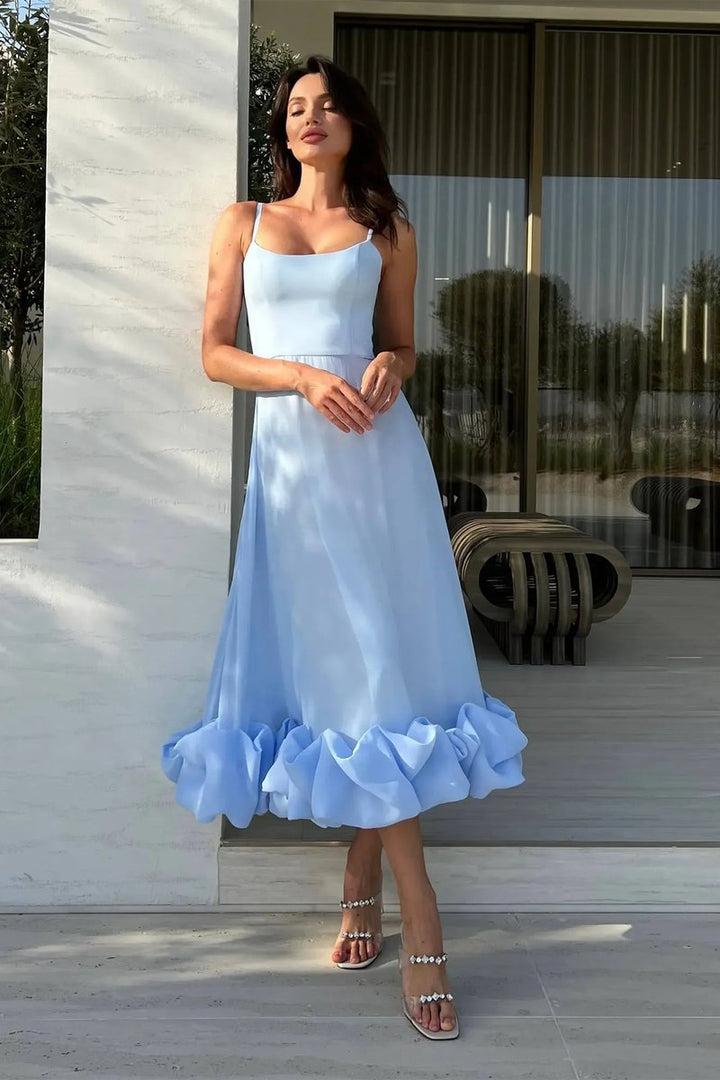 Women's Sleeveless Ruffled Hem Midi Party Dress
