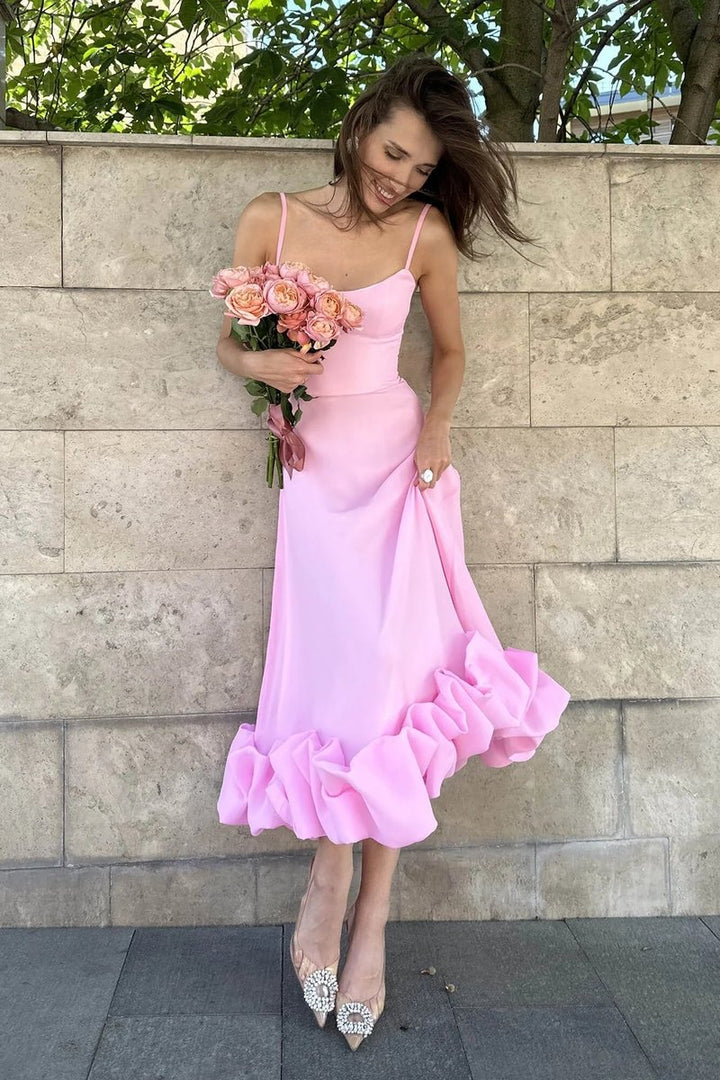 Women's Sleeveless Ruffled Hem Midi Party Dress