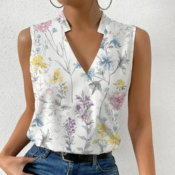 Women's Sleeveless V-Neck Wrap Blouse Summer Top