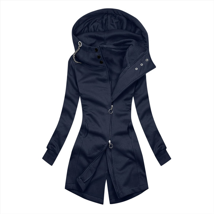 Womens Slim Fit Hooded Zip-Up Coat Long Jacket