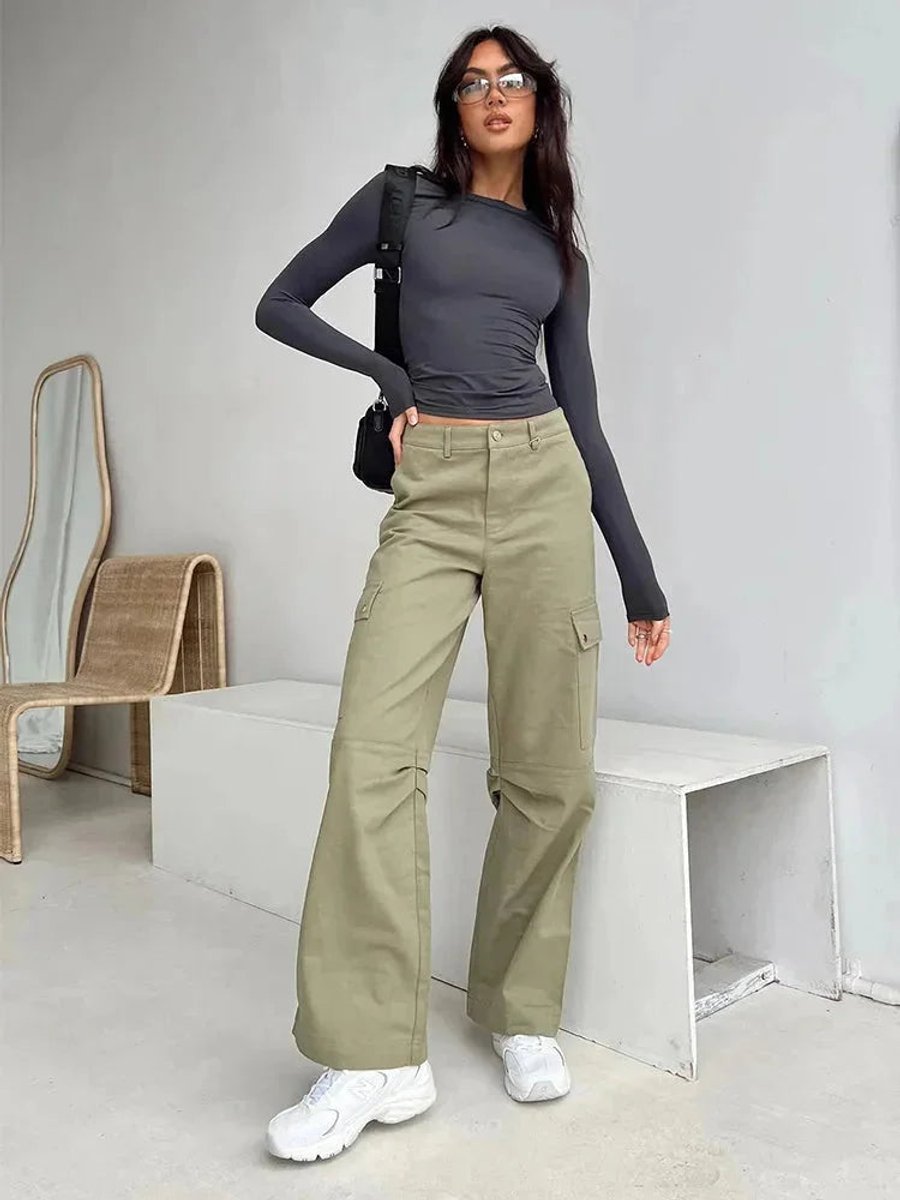 Women's Slim-Fit Stretchy Long-Sleeve Crop Top