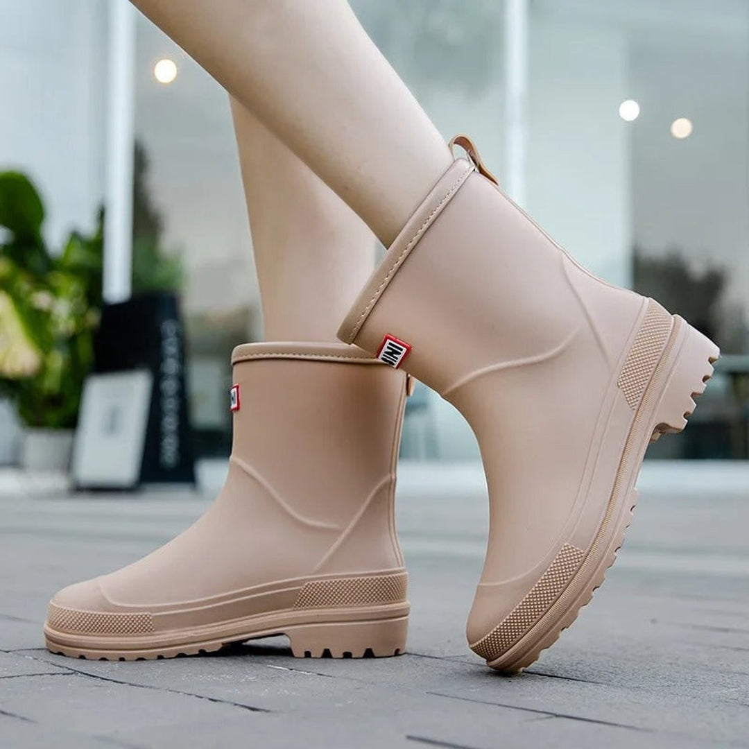 Women's Slip-On Ankle Boots Non-Slip PVC Rain Wellies