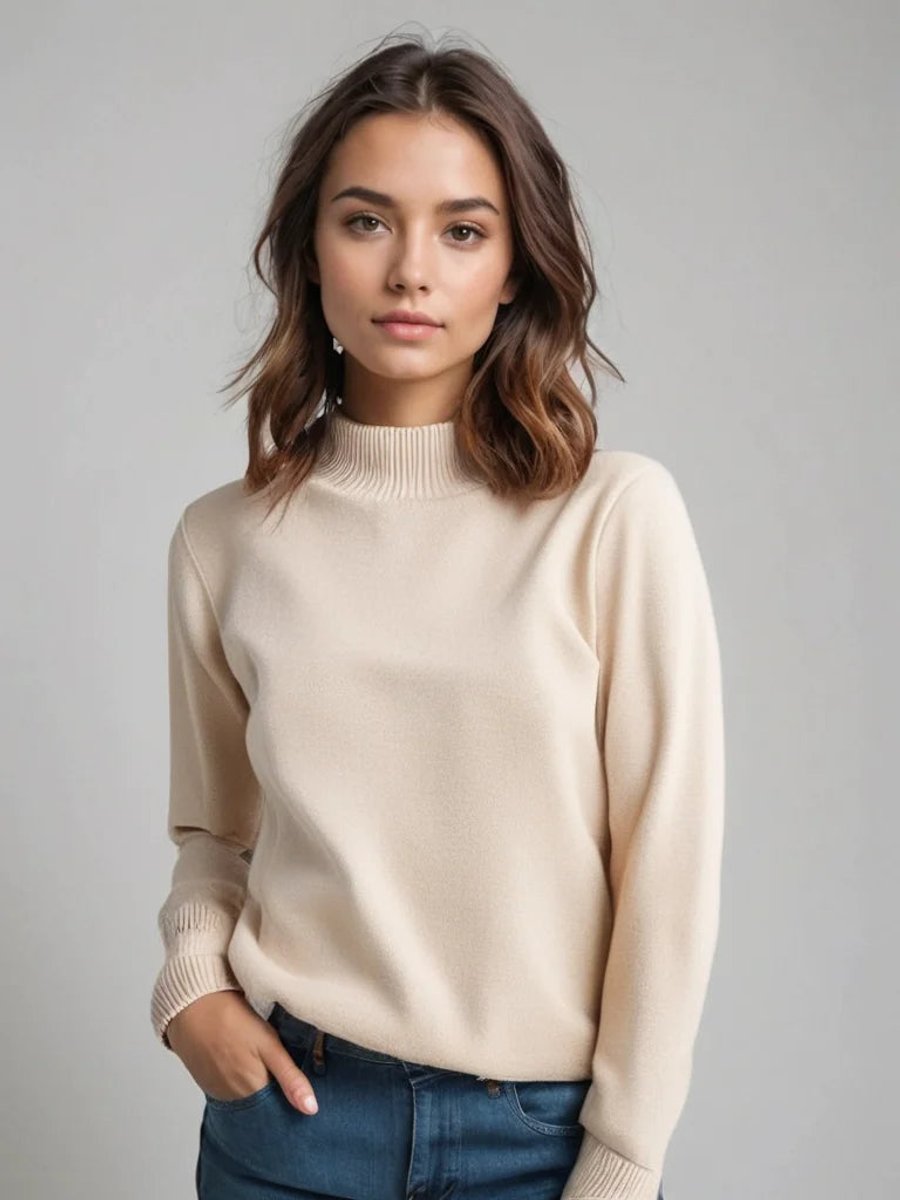 Women's Soft Knitted Roll Neck Jumper Relaxed Fit