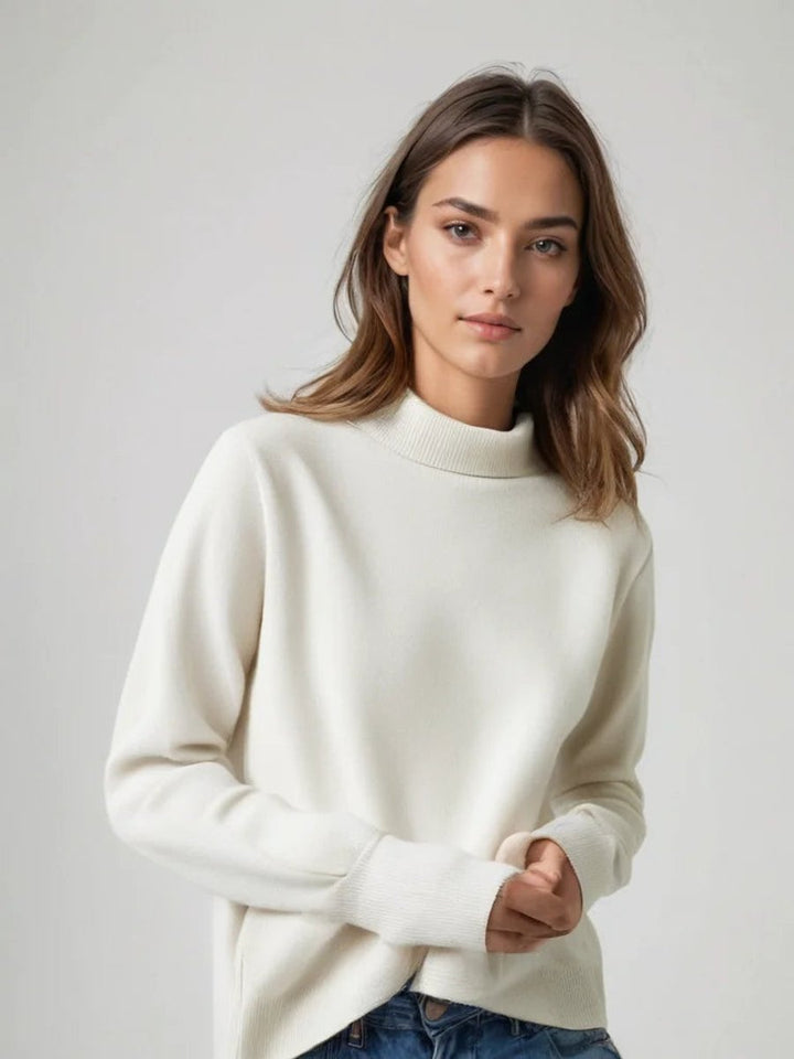 Women's Soft Knitted Roll Neck Jumper Relaxed Fit