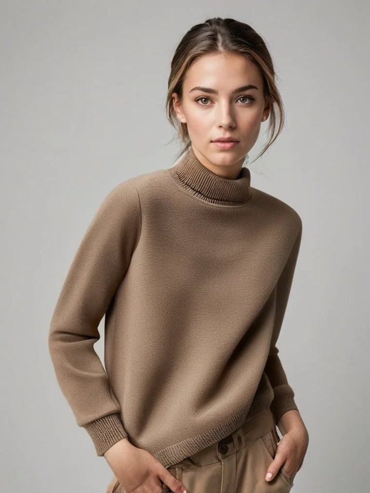 Women's Soft Knitted Roll Neck Jumper Relaxed Fit