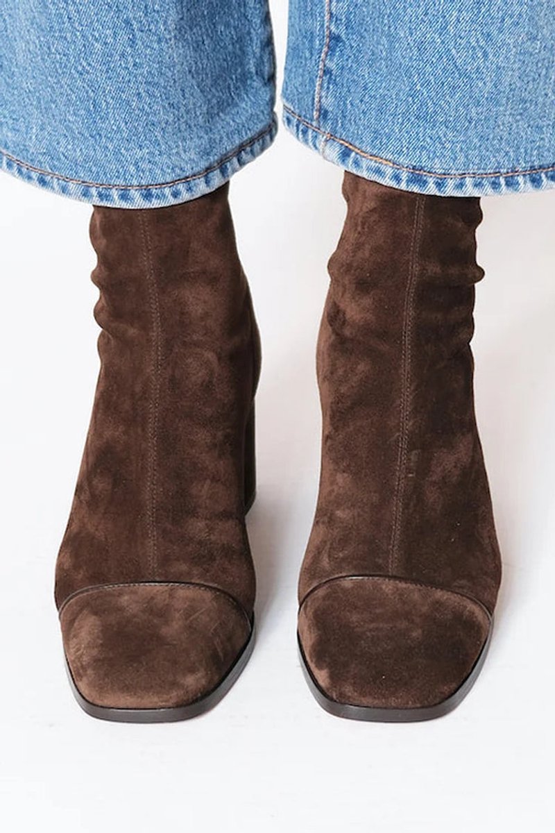 Women's Square-Toe Block-Heel Suede Ankle Boots