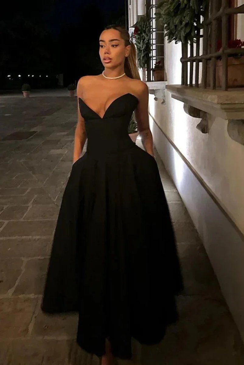 Women's Strapless Corset Flared Midi Christmas Party Dress