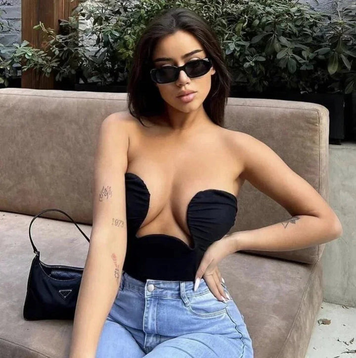 Women's Strapless Wavy Cutout Bustier Top