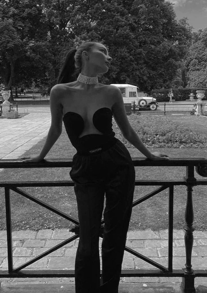 Women's Strapless Wavy Cutout Bustier Top
