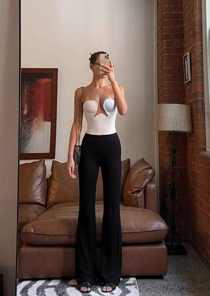Women's Strapless Wavy Cutout Bustier Top