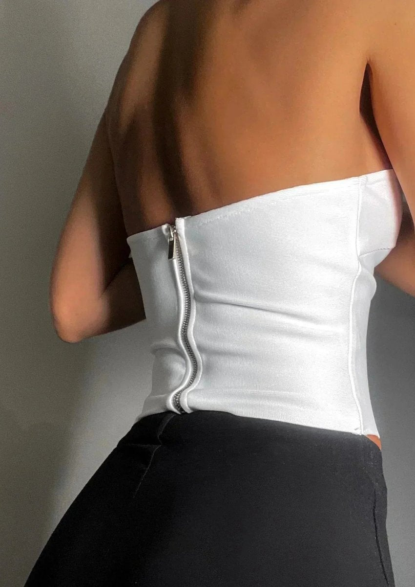 Women's Strapless Wavy Cutout Bustier Top
