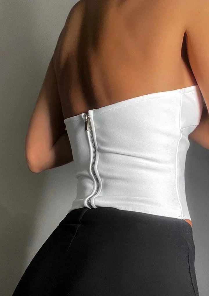 Women's Strapless Wavy Cutout Bustier Top