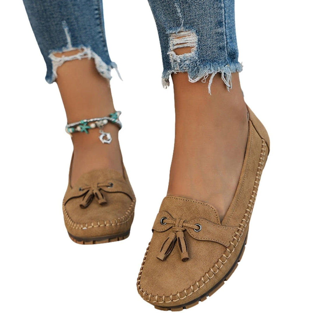 Women's Suede Bow-Detail Slip-On Flat Loafers