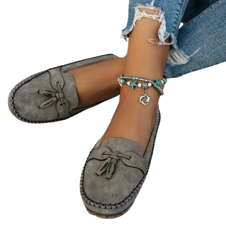 Women's Suede Bow-Detail Slip-On Flat Loafers