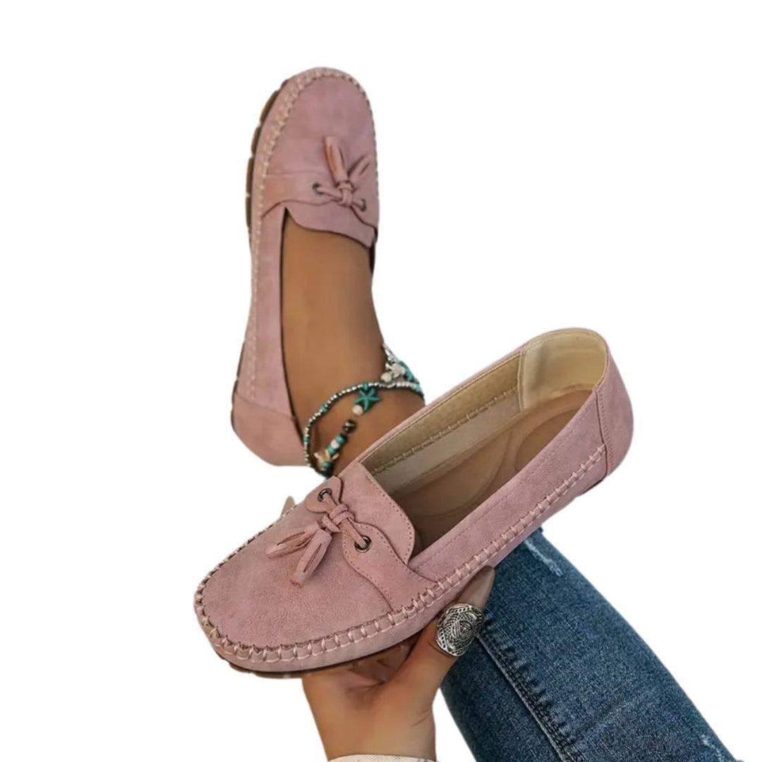 Women's Suede Bow-Detail Slip-On Flat Loafers