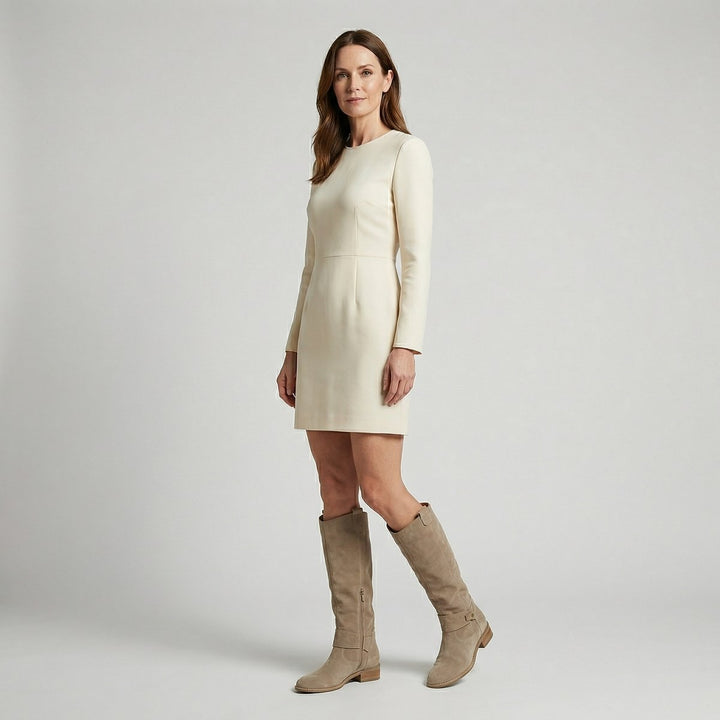 Women's Suede Look Knee-High Slouch Heeled Boots