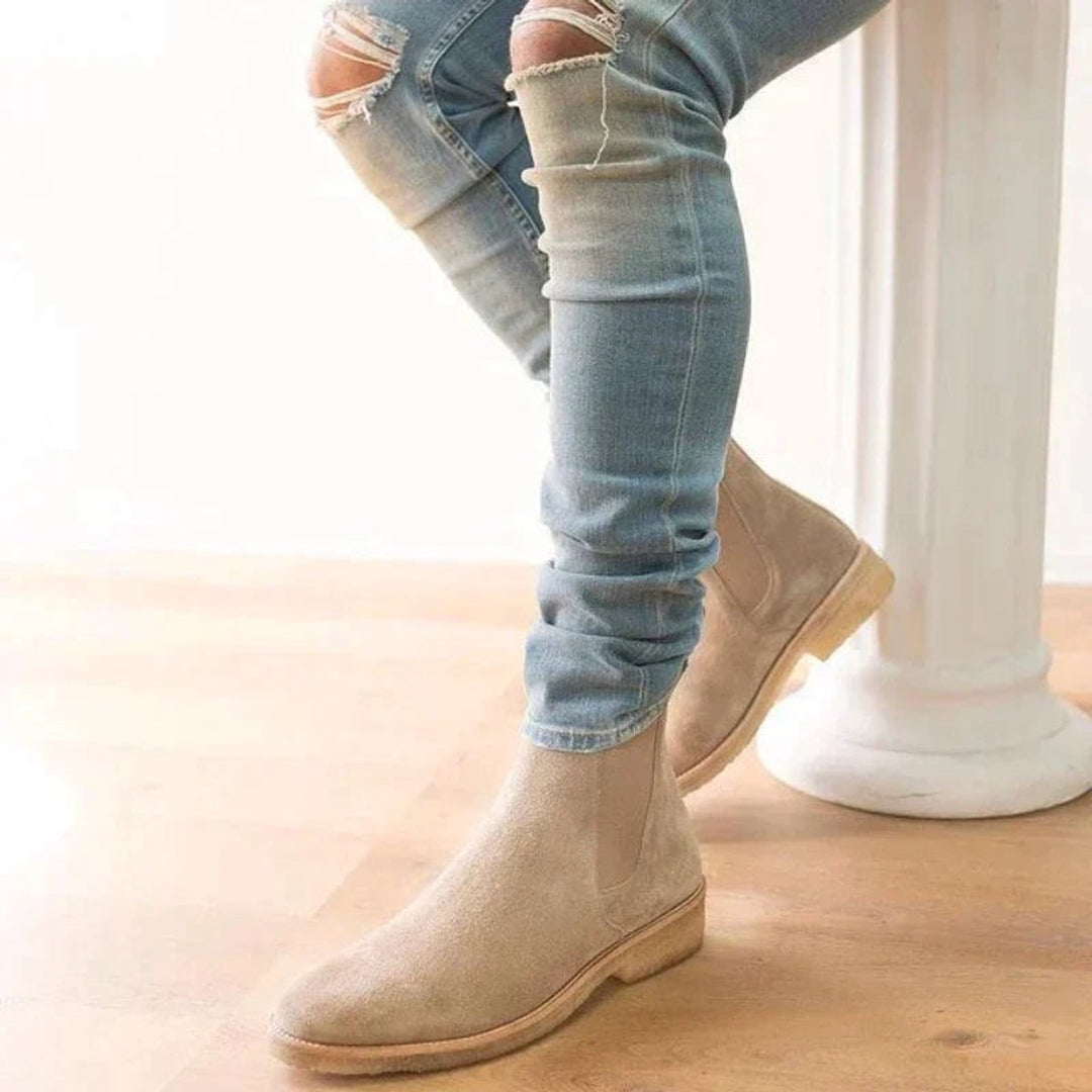Women's Suede Slip-On Chelsea Ankle Boots Non-Slip Sole