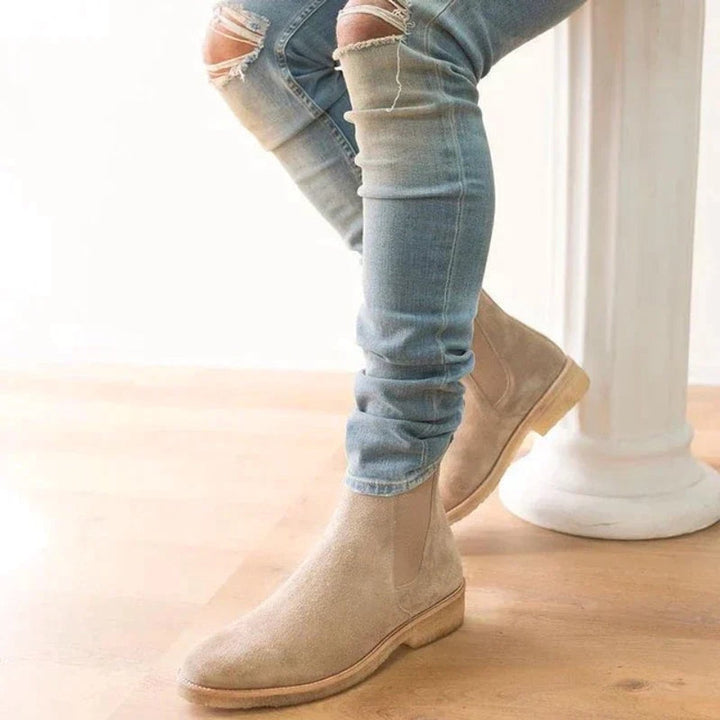 Women's Suede Slip-On Chelsea Ankle Boots Non-Slip Sole