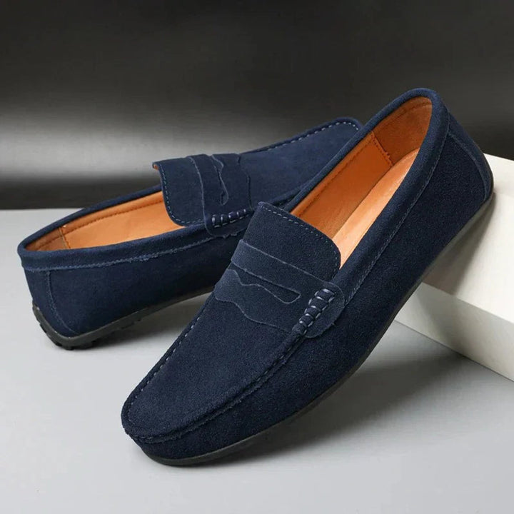 Women's Suede Slip-On Penny Loafers Cushioned Flat Shoes