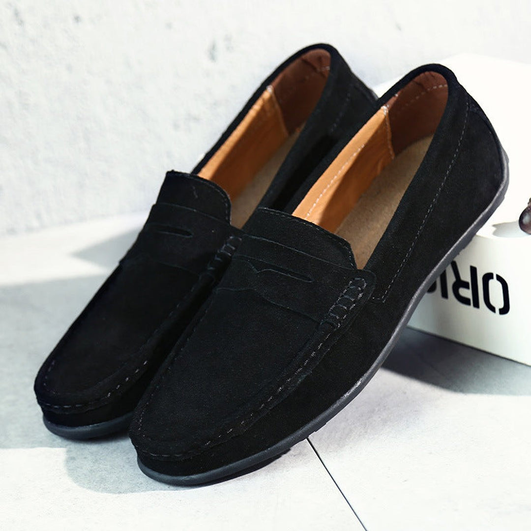 Women's Suede Slip-On Penny Loafers Cushioned Flat Shoes