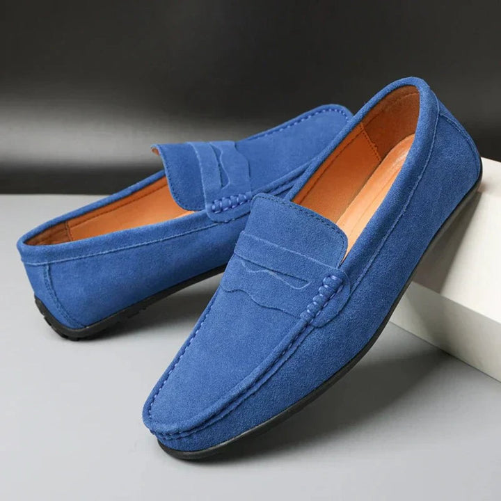 Women's Suede Slip-On Penny Loafers Cushioned Flat Shoes