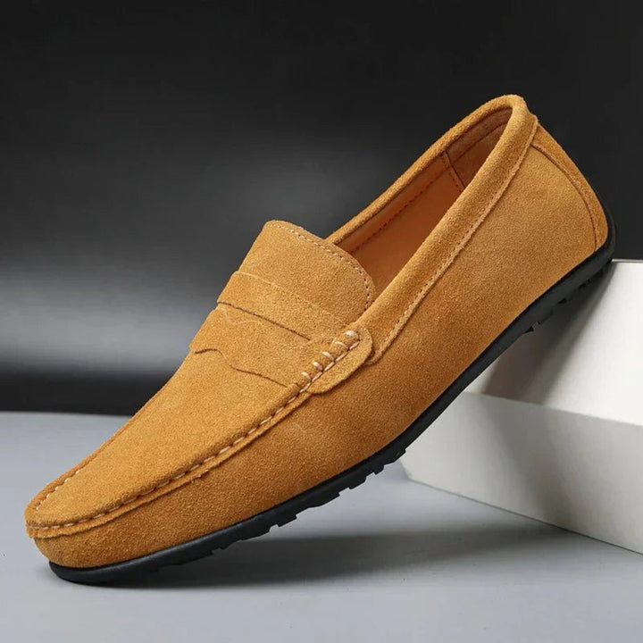 Women's Suede Slip-On Penny Loafers Cushioned Flat Shoes