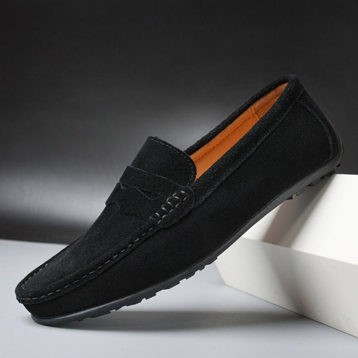 Women's Suede Slip-On Penny Loafers Cushioned Flat Shoes