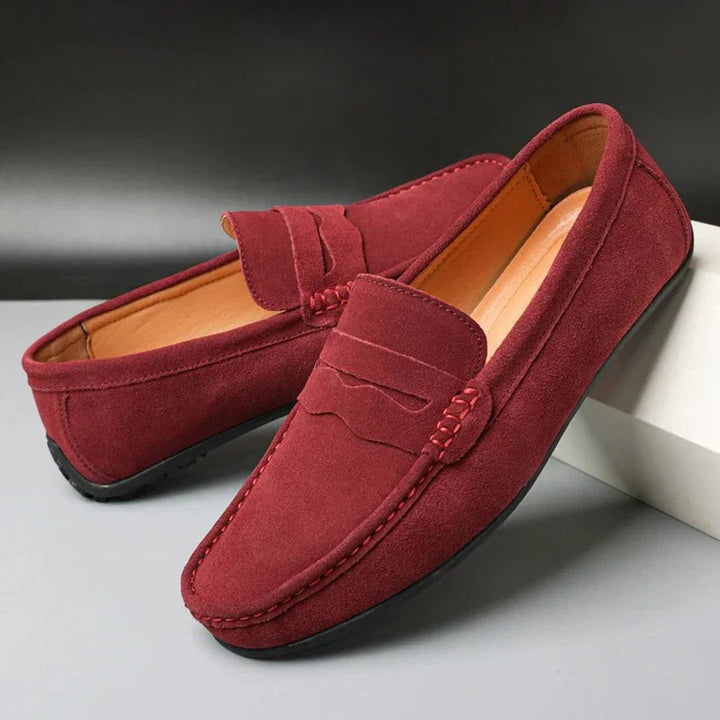 Women's Suede Slip-On Penny Loafers Cushioned Flat Shoes