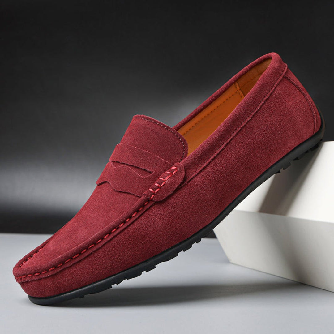Women's Suede Slip-On Penny Loafers Cushioned Flat Shoes