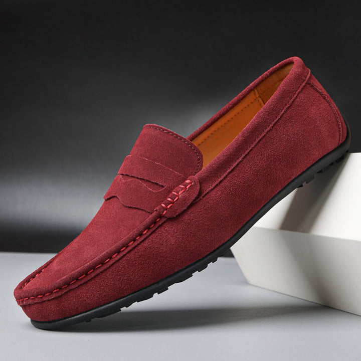 Women's Suede Slip-On Penny Loafers Cushioned Flat Shoes
