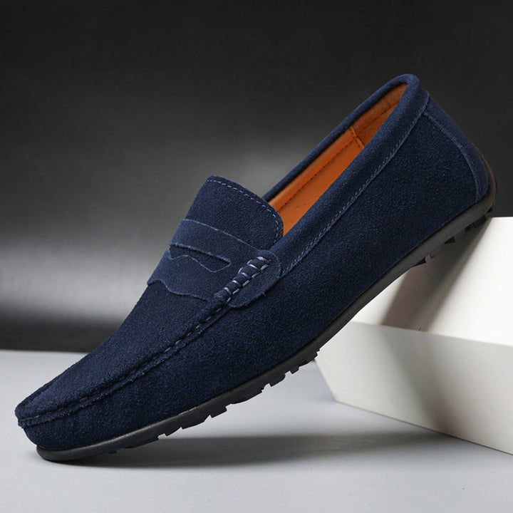 Women's Suede Slip-On Penny Loafers Cushioned Flat Shoes