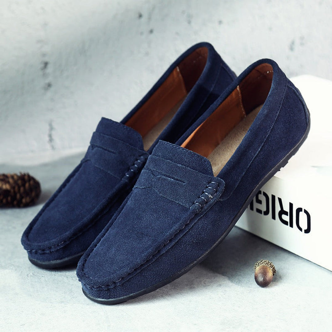Women's Suede Slip-On Penny Loafers Cushioned Flat Shoes