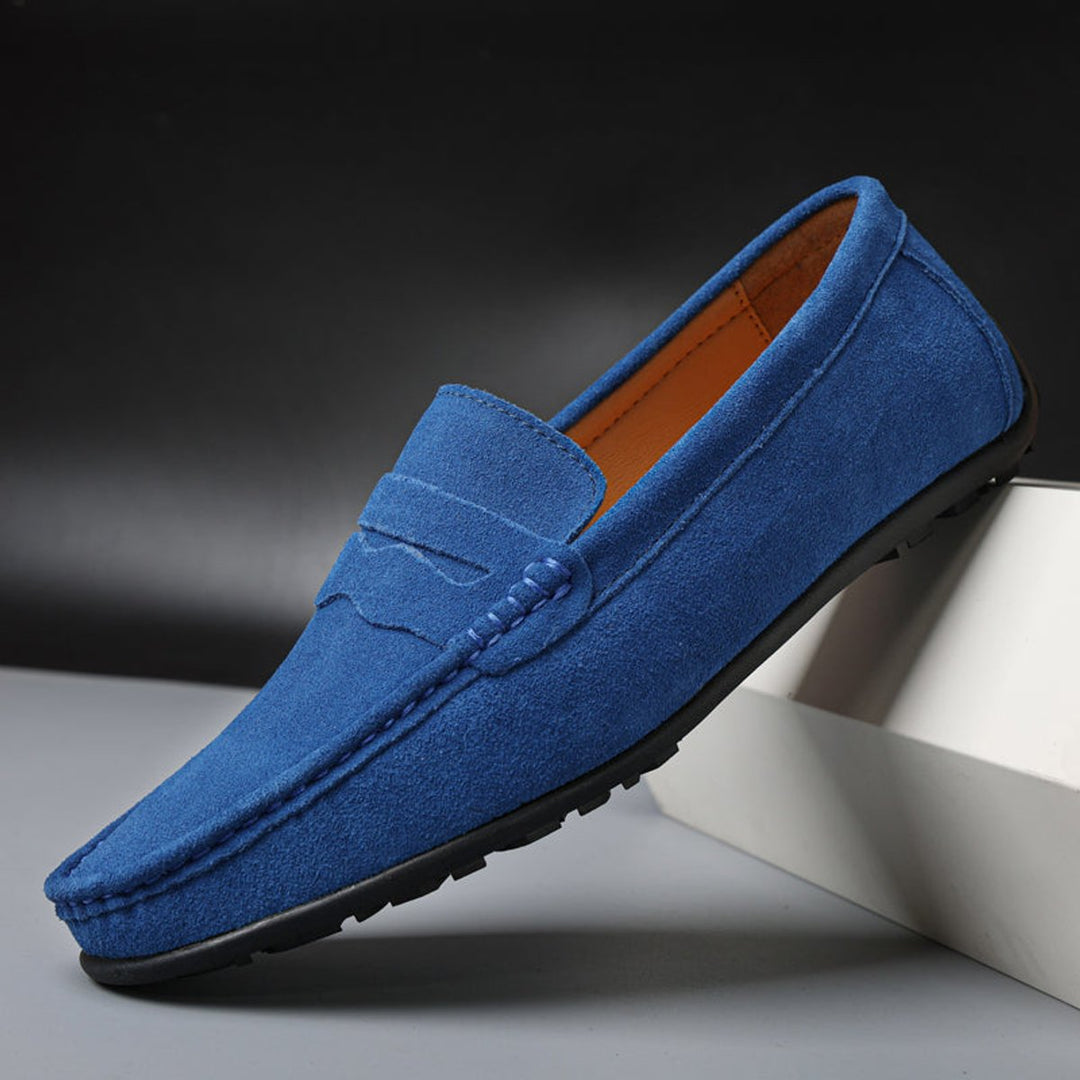 Women's Suede Slip-On Penny Loafers Cushioned Flat Shoes