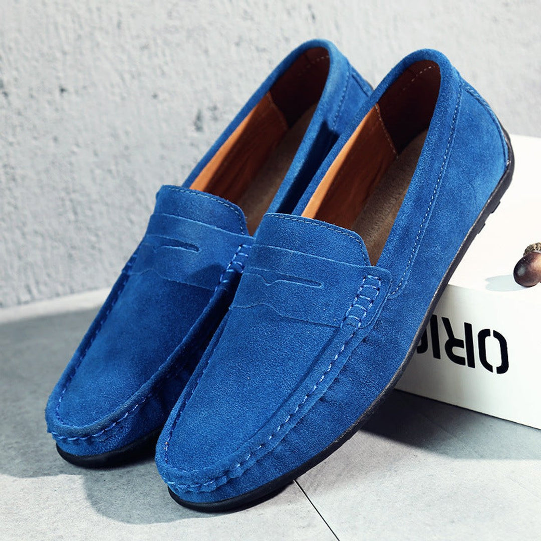 Women's Suede Slip-On Penny Loafers Cushioned Flat Shoes