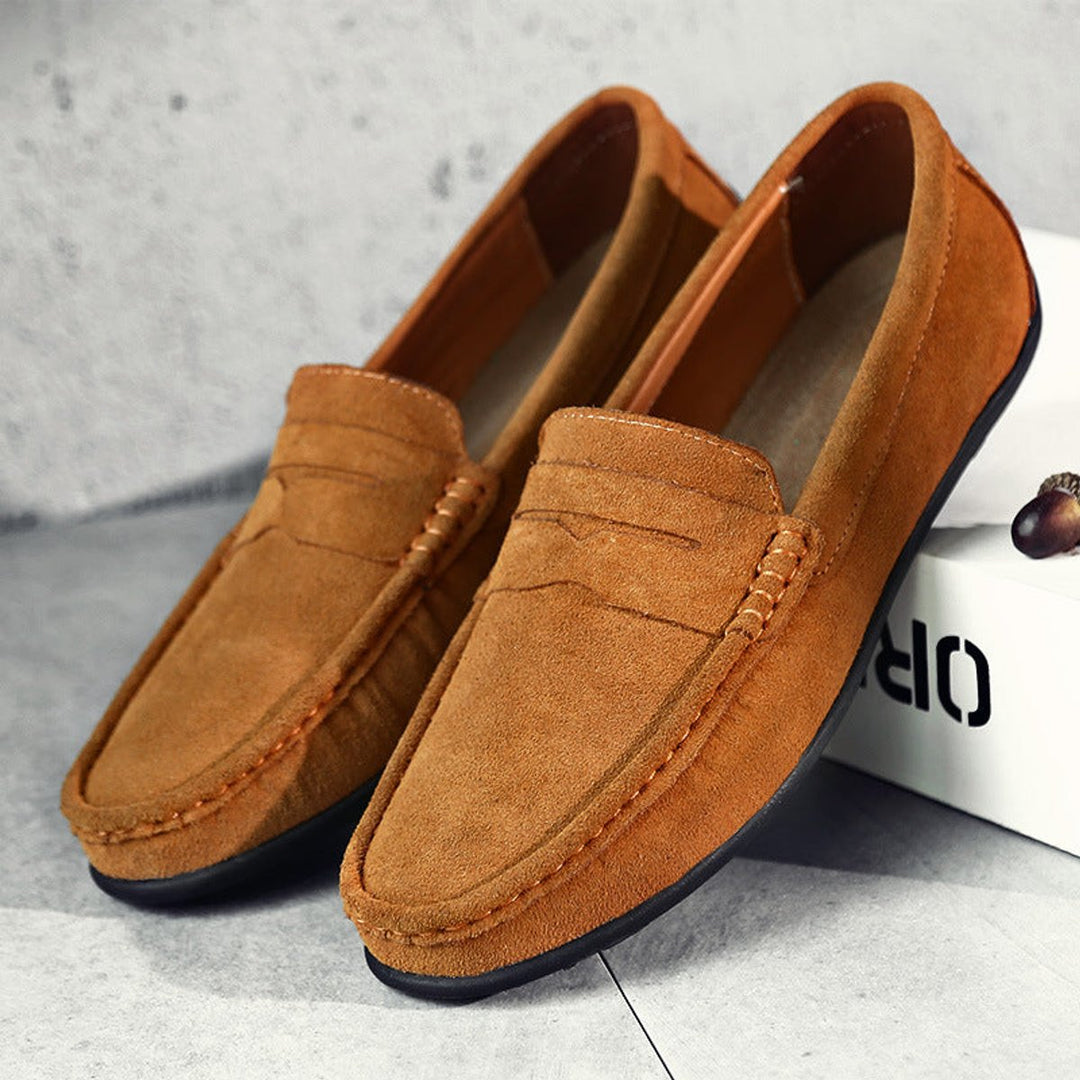 Women's Suede Slip-On Penny Loafers Cushioned Flat Shoes