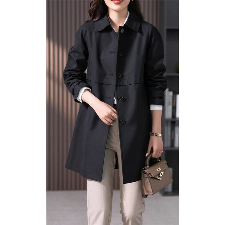 Women's Tailored Single-Breasted Trench Coat Mid-Thigh Length