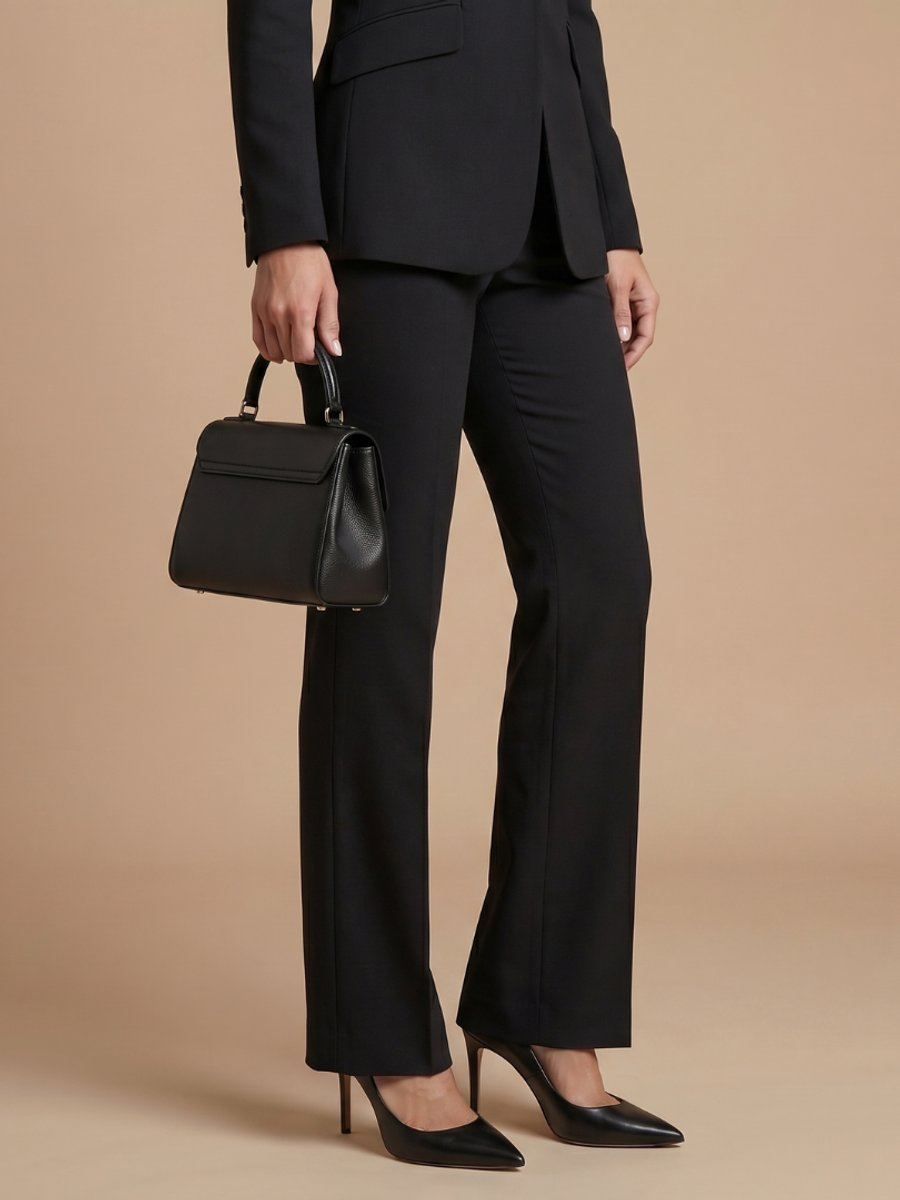 Women's Tailored Stand Collar Flared Trouser Formal Two-Piece Suit